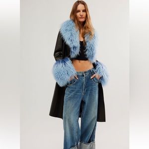 Free People Tokyo Icon Penny Lane Coat black and blue! SZ S New!